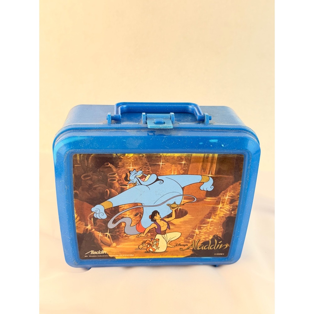 Vintage 1992 Disney Aladdin Lunch Box with‎ Thermos Aladdin Industries Blue